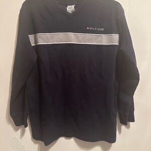 Tommy Hilfiger Black Long Sleeve Tee with Metallic Accent